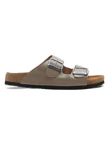 Comfortfusse Leder-Pantoletten in Beige