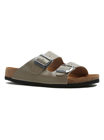 Comfortfusse Leder-Pantoletten in Beige