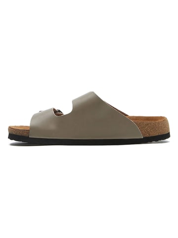 Comfortfusse Leder-Pantoletten in Beige
