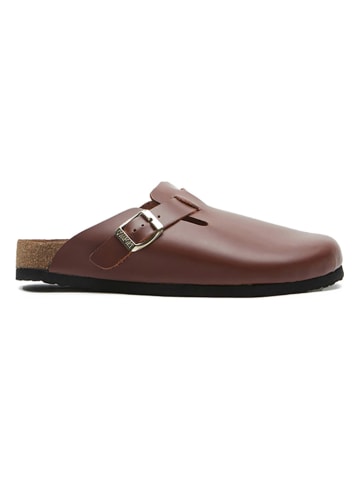 Comfortfusse Leder-Clogs in Braun