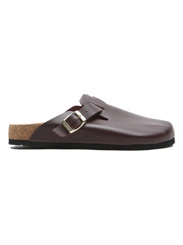 Comfortfusse Leder-Clogs in Bordeaux