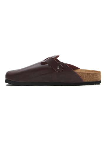Comfortfusse Leder-Clogs in Bordeaux