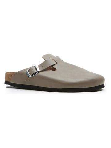 Comfortfusse Leder-Clogs in Grau