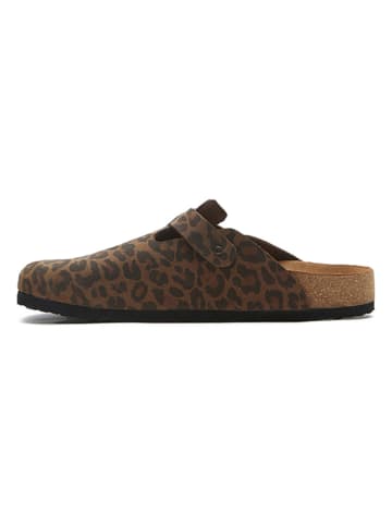 Comfortfusse Leren clogs bruin/zwart