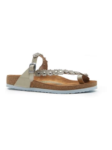 Comfortfusse Leder-Zehentrenner in Beige