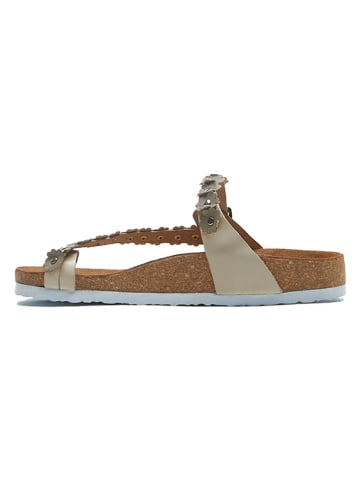 Comfortfusse Leder-Zehentrenner in Beige