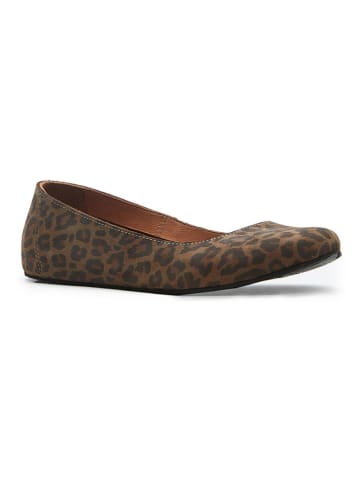 Comfortfusse Leder-Ballerinas in Braun