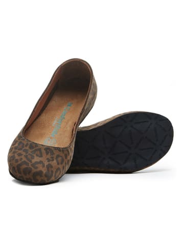 Comfortfusse Leder-Ballerinas in Braun