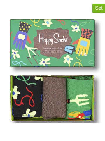 Happy Socks 3-delige geschenkset bruin/groen/zwart
