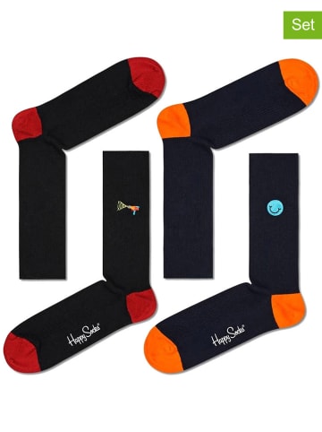 Happy Socks Skarpety (2 pary) w kolorze czarnym