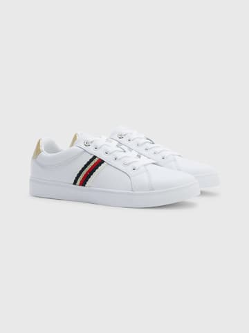 Tommy Hilfiger Shoes Leder-Sneakers in Weiß/ Gold