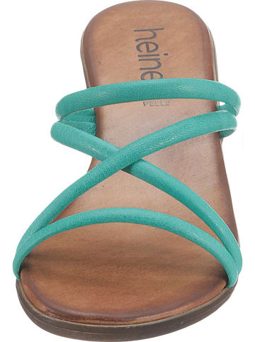 Heine Leren slippers turquoise