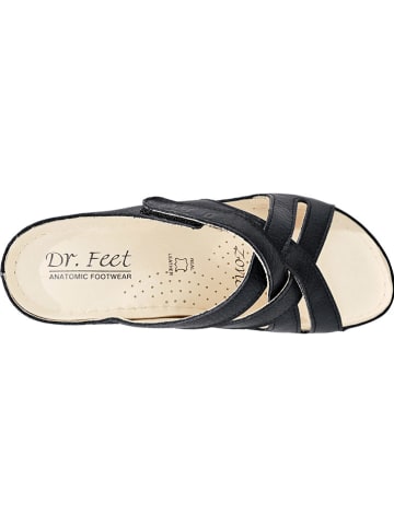 Dr. Feet Leder-Keilpantoletten in Schwarz