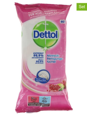 Dettol 2er-Set: Reinigungstücher, 2x 60 Stück