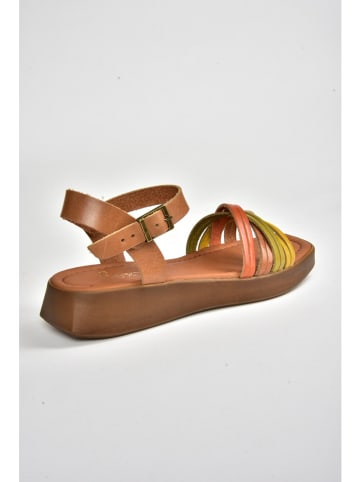 Gerois Leren sandalen lichtbruin/meerkleurig