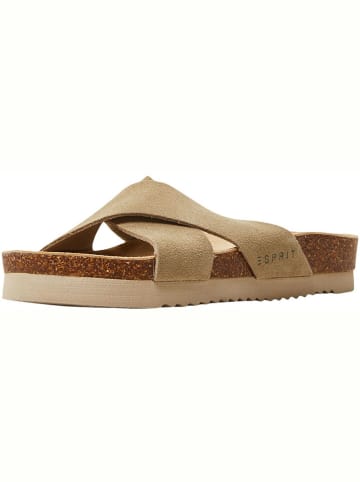 ESPRIT Leren slippers beige