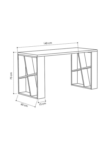 Scandinavia Concept Schreibtisch "Honey" in Hellbraun/ Weiß - (B)140 x (H)75 x (T)60 cm