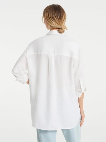 OPUS Lniana bluzka "Fython solid" w kolorze białym