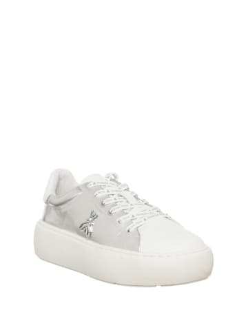 Patrizia Pepe Leren sneakers wit/zilverkleurig