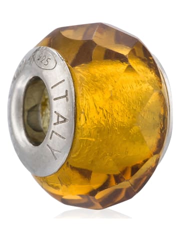 VALENTINA BEADS Zilveren-/glazen bead geel