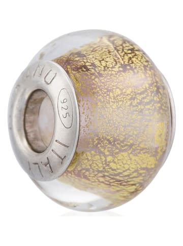VALENTINA BEADS Zilveren-/glazen bead goudkleurig