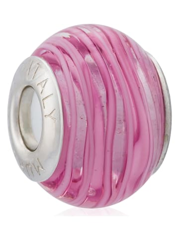 VALENTINA BEADS Zilveren-/glazen bead roze