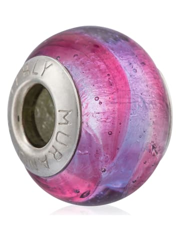 VALENTINA BEADS Zilveren-/glazen bead roze/paars