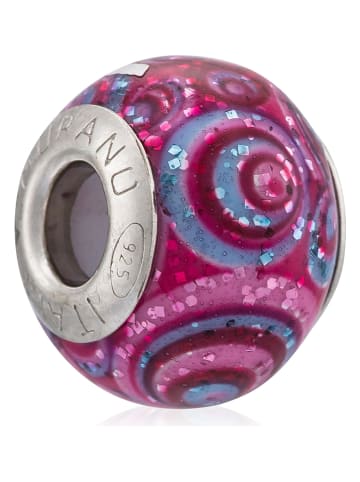 VALENTINA BEADS Zilveren-/glazen bead roze/blauw