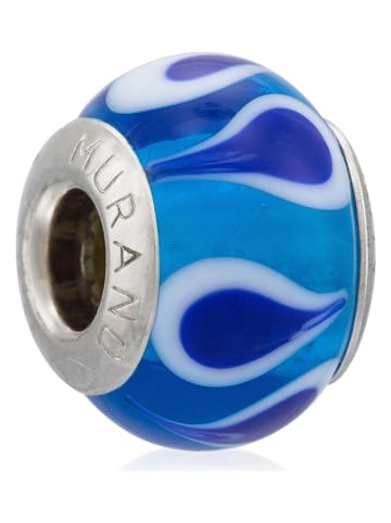VALENTINA BEADS Zilveren-/glazen bead blauw