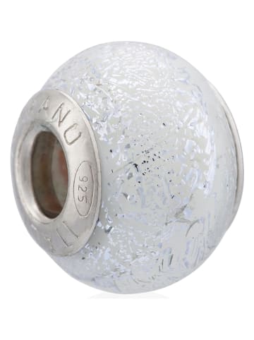 VALENTINA BEADS Zilveren-/glazen bead wit