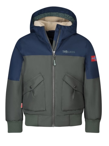 Trollkids Winterjacke "Grimstad" in Khaki/ Dunkelblau