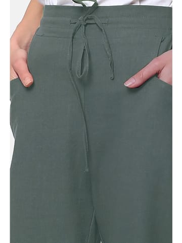 Le Jardin du Lin Lniane spodnie w kolorze khaki