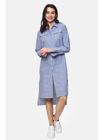 Le Jardin du Lin Leinen-Kleid in Blau/ Weiß