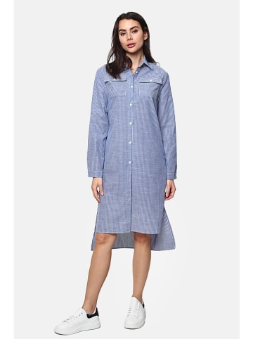 Le Jardin du Lin Leinen-Kleid in Blau/ Weiß
