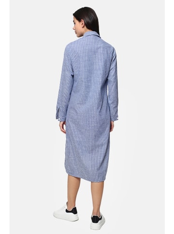 Le Jardin du Lin Leinen-Kleid in Blau/ Weiß