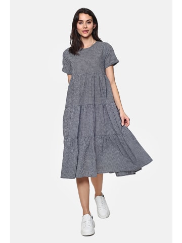 Le Jardin du Lin Leinen-Kleid in Weiß/ Schwarz