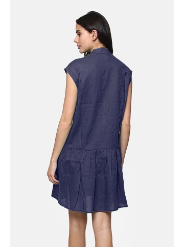 Le Jardin du Lin Leinen-Kleid in Dunkelblau
