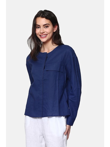 Le Jardin du Lin Linnen blouse donkerblauw