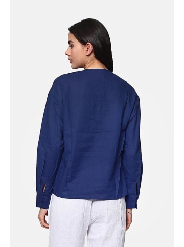 Le Jardin du Lin Linnen blouse donkerblauw