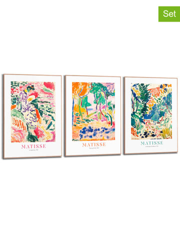 Orangewallz Druki artystyczne (3 szt.) "Matisse Floral Set" w ramce - 50 x 70 cm