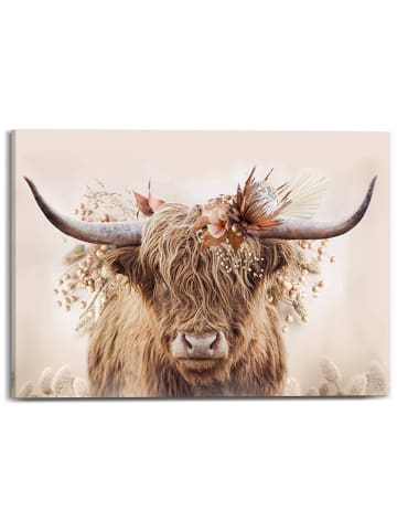 Orangewallz Druk "Cow and Flowers" na płótnie - 50 x 70 cm