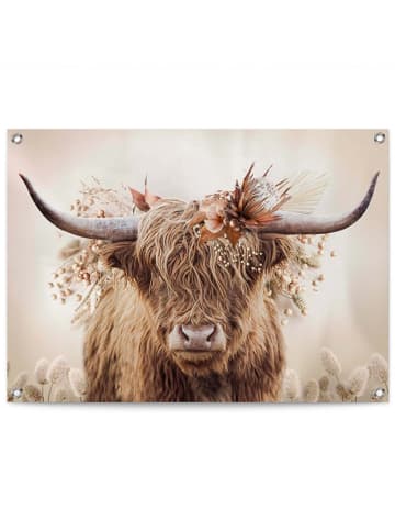 Orangewallz Outdoor-kunstdruk op canvas "Cow and Flowers" - (B)70 x (H)50 cm