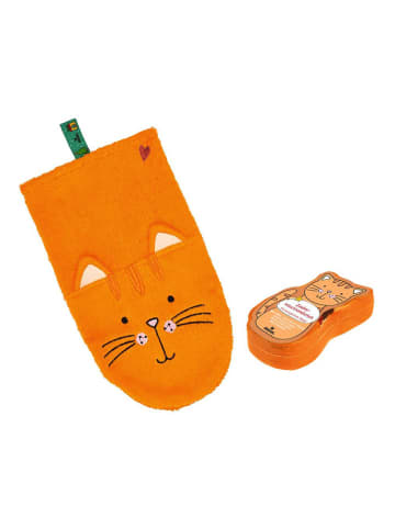 moses. Zauber-Waschhandschuh "Katze" in Orange - (L)26 x (B)15 cm