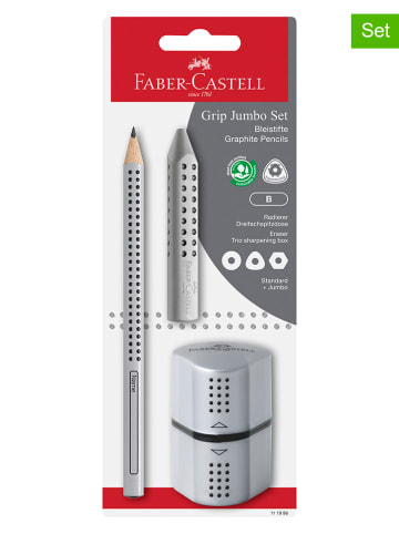 Faber-Castell 2er-Set: Schreiblernbleistift-Sets "Jumbo Grip" in Silber