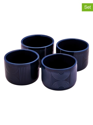 Maxwell & Williams 4er-Set: Auflaufformen "Arc" in Dunkelblau - (H)7 cm x Ø 10 cm