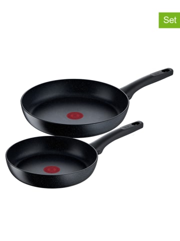 Tefal 2er-Set: Bratpfannen "Black stone" in Schwarz