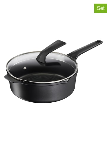Tefal 2tlg. Set: Aluguss-Schmorpfanne "Robusto" in Schwarz - Ø 26 cm