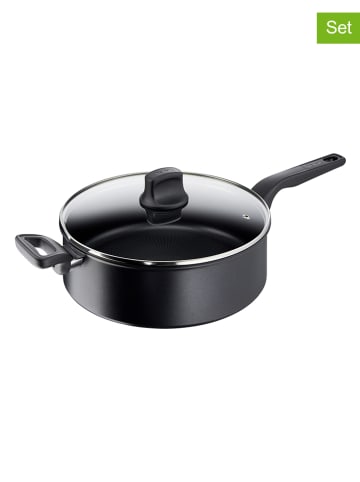 Tefal 2tlg. Set: Schmorpfanne "Hard titanium pro" in Schwarz - Ø 28 cm