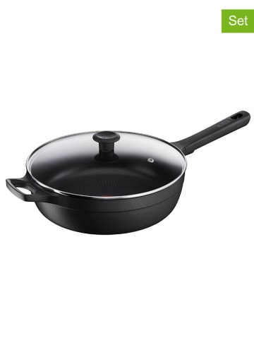 Tefal 2-delige set: aluminium smoorpan met deksel "Trattoria Pro" zwart - Ø 28 cm