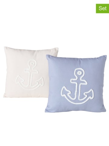 Boltze 2er-Set: Kissen "Olenka" in Weiß/ Hellblau - (L)45 x (B)45 cm
